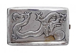 A Chinese export silver cigarette case, stamped with