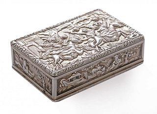 A Chinese export silver snuff box, unmarked, 19th
