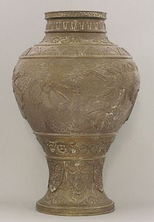 A large Japanese bronze Vase, late 19th century, the
