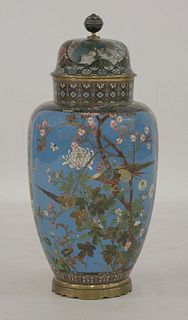 A large cloisonnÃ© Vase and Cover, late 19th century,