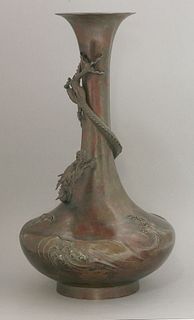 A good bronze Vase,c.1870, the discus body with