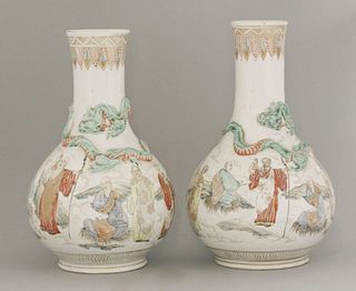 A pair of Arita Vases, mid 19th century, each globular