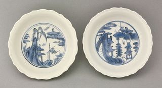A fine pair of blue and white Dishes, AFCc.1630, for
