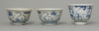 A pair of blue and white Tea Bowls, late Ming dynasty,