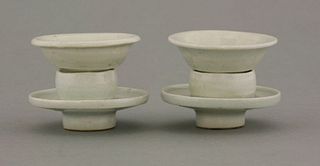 A rare pair of miniature Qingbai Cups and Stands,