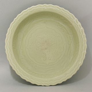 A Ming celadon Bowl, early 15th century, with barbed