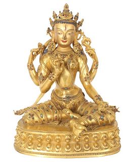 Magnificent Gilt Bronze Buddha of Vajrasattva