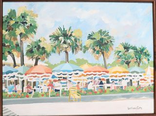 Florida Tourist Scene, Signed Oil on Canvas