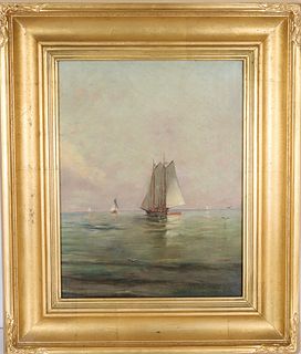 Sailboats on the Water, Signed H. Baker, O/B
