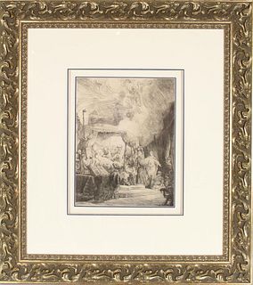 Rembrandt, Death of the Virgin, Etching w Drypoint