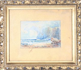 Antique Watercolor, Seaside Cliffs