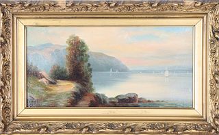 Antique Hudson River Landscape,Oil on Canvas Board