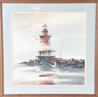 Signed Watercolor Lighthouse