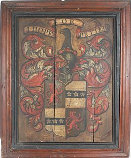 Antique Heraldry Design, Oil on Panel 18th/19th C.