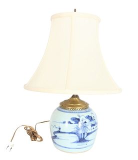 Antique Chinese Blue & White Ginger Jar Lamp
