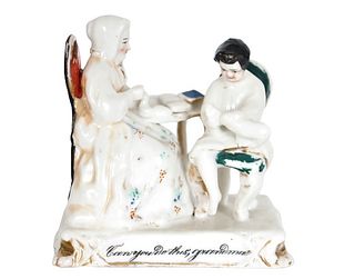 19th C Staffordshire, "Can You Do This Grandma?"