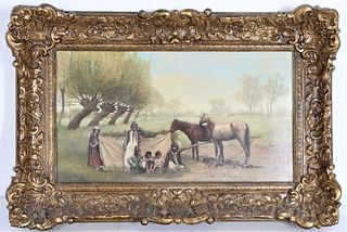Workers in a Field, Oil/Canvas Signed & Dated 1895
