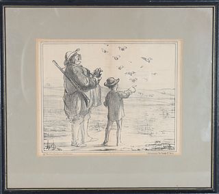 Vintage Honore Daumier French Litho, Framed