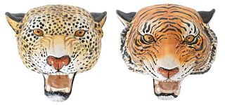 Pair Italian Glazed Terracotta Animal Wall Mounts