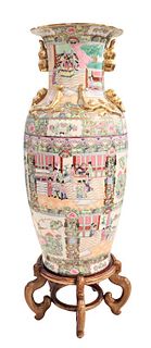 Massive Chinese Hand Painted Vase on Base