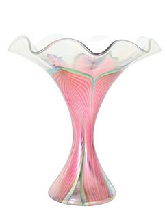 Stuart Abelman Signed Art Glass Vase