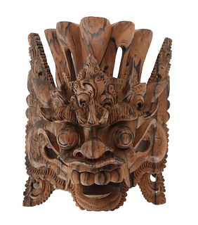 Balinese Carved Wood Barong Mask