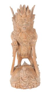 Elaborate Carved Wood Garuda Figure