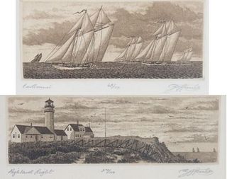 Pair of Seascape Etchings, Signed