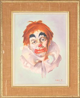 Clown Portrait, Oil Painting Ca 1970