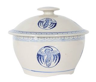 Antique Japanese B&W Porcelain Lidded Jar