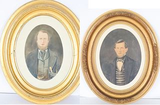 (2) Oval Framed Gentleman Portraits