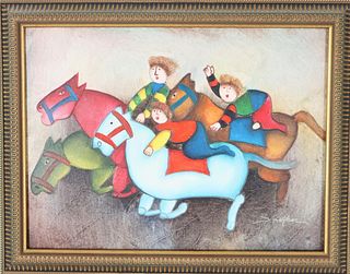 J. Roybal Painting of Racing Horses