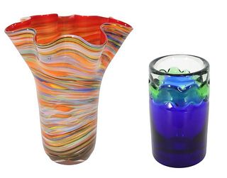 Pair of Hand Blown Art Glass Vases