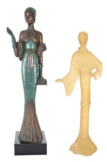 Pair of Vintage Elegant Lady Sculptures