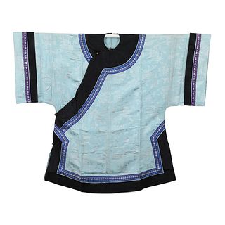 A SKY-BLUE GROUND EMBROIDERED LADY'S ROBE