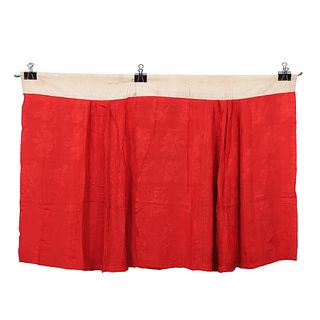A RED-GROUND EMBROIDERED SKIRT