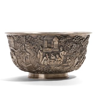 A HIGH-RELIEF 'FIGURES' SILVER BOWL