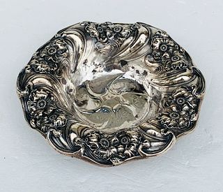 Sterling Silver Bowl with Ornate Floral Design