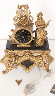 Antique French Gilt Figural Mantle Clock