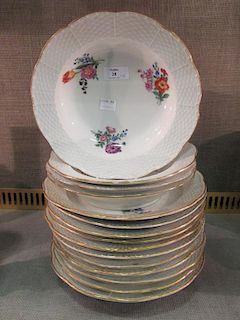 A collection of Meissen floral decorated plates and bowls (15) <br> <br>