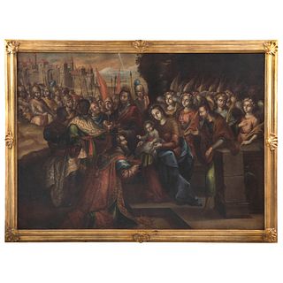 ADORACIÓN DE LOS REYES (EPIFANÍA) MÉXICO, FINALES DEL SIGLO XVII Óleo sobre tela 155 x 216 cm | ADORACIÓN DE LOS REYES (EPIFANÍA) MEXICO, LATE 17TH CE