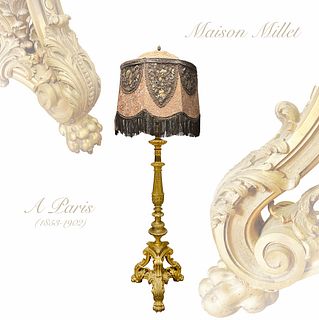 A Maison Millet (1853-1902) Ormolu Bronze Floor Lamp