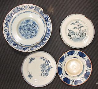 Three Chinese and Delft plates together with a Song dingyao dish and four others (8) <br> <br>