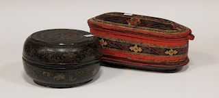 A collection of various Burmese and Kashmiri lacquer boxes <br> <br>