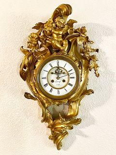 19th Century French Bronze wall cartel Clock By LEROY