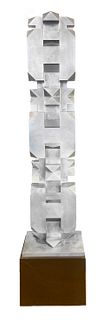Isaac Kahn Geometric Totem in Metal