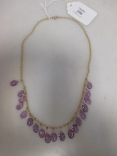 An amethyst and 9ct gold fringe necklace <br> <br>
