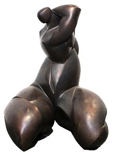 Dominique Pollès Modern Cubist Bronze Woman