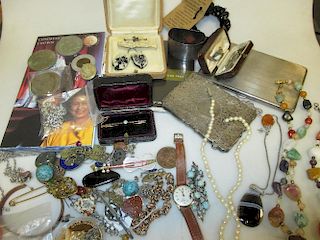 A 9ct gold chain, a silver cigarette case, a silver card case a/f, a 9ct gold cased lady's 'Eterna'