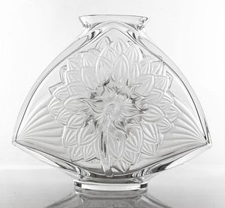 Lalique "Dahlia" Frosted Art Glass Vase